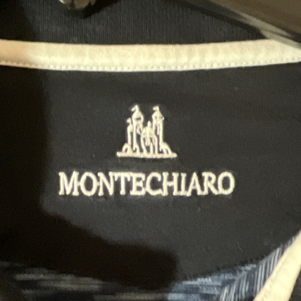 Montechiaro Men's Blue Heathered Collared‎ Button Polo Shirt Short Sleeve M - Picture 2 of 6
